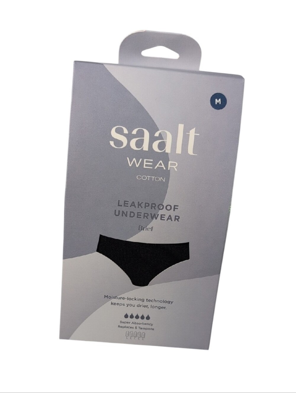 SAALT Wear Cotton Leakproof Black Underwear Brief Size M/6-8